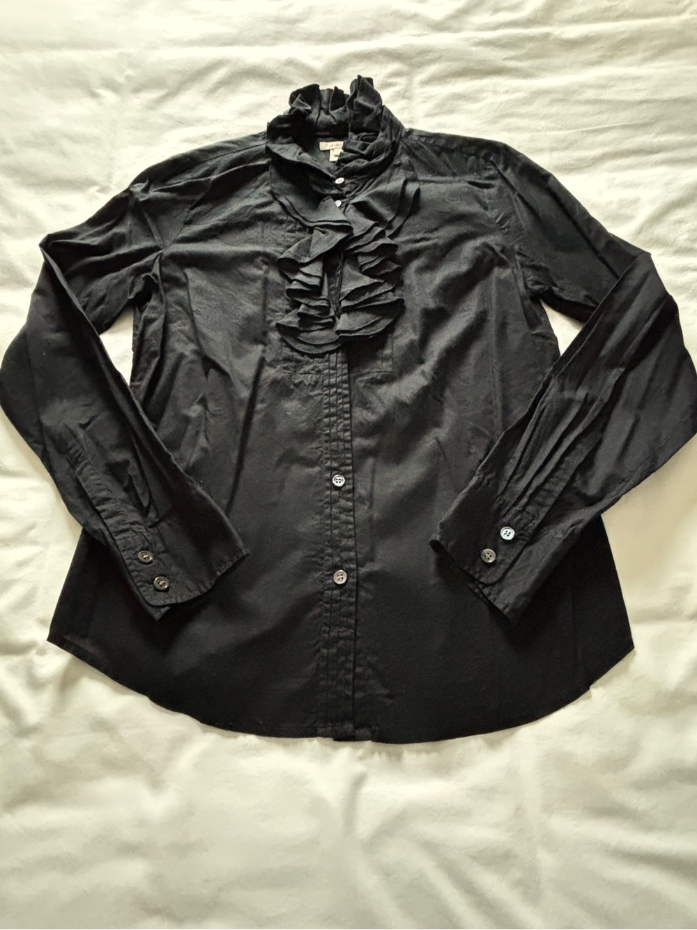 EUC! RARE! J. Crew Ruffle-Front Long Sleeve Button-Down Shirt